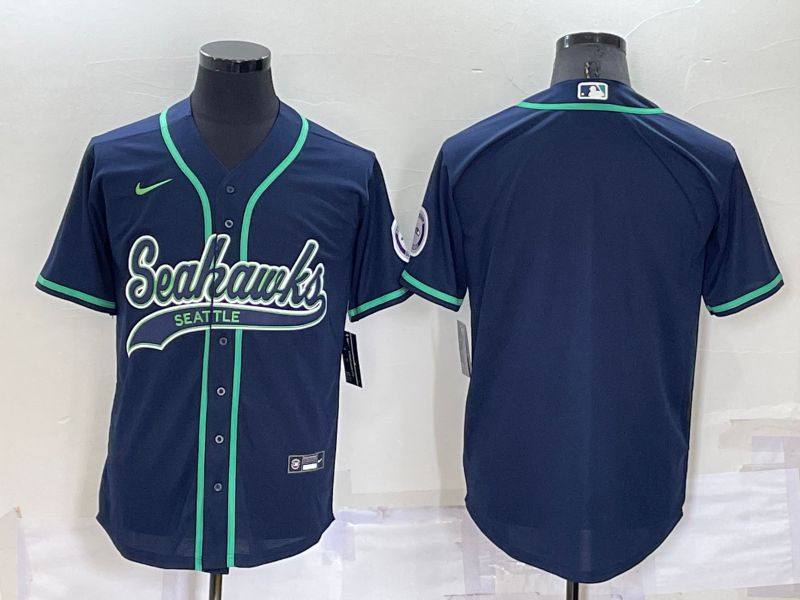 Men Seattle Seahawks Blank Blue Nike Co branded Jersey->san diego padres->MLB Jersey